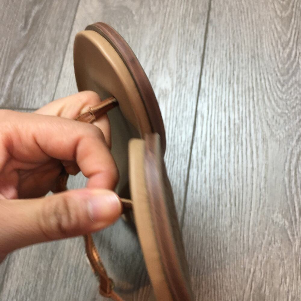 Sam Edelman Thong T-Strap Flat Sandals Little Girls Tan Brown Size 13 - Picture 4 of 7